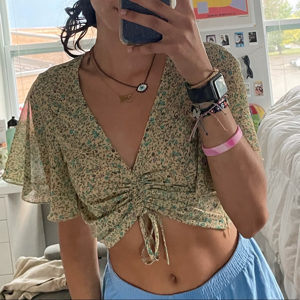 Floral Mesh Crop Top